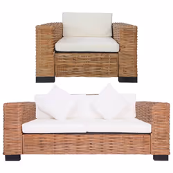 VidaXL 278624, Marron, Crème, Blanc, 3 siège(s), Coton, Polyester, 1950 mm, 800 mm, 670 mm