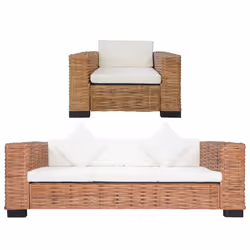 VidaXL 278625, Marron, Crème, Blanc, 3 siège(s), Coton, Polyester, 1950 mm, 800 mm, 670 mm