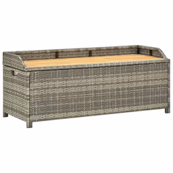 vidaXL Banc de rangement de jardin 120 cm Résine tressée Gris - TU