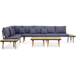 Vidaxl - Salon de jardin 7 places avec coussins Acacia solide Marron