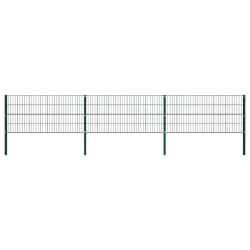 vidaXL Panneau de clôture avec poteaux Fer 5,1 x 0,8 m Vert - TU