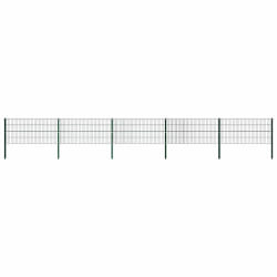vidaXL Panneau de clôture avec poteaux Fer 8,5 x 0,8 m Vert - TU