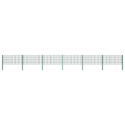 vidaXL Panneau de clôture avec poteaux Fer 10,2 x 0,8 m Vert - TU