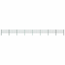 vidaXL Panneau de clôture avec poteaux Fer 13,6 x 0,8 m Vert - TU