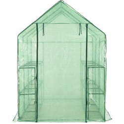 Serre de plain pied avec 12 étagères Acier 143x214x196 cm