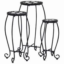 vidaXL Tables mosaïque 3 pcs noir et blanc Céramique - TU
