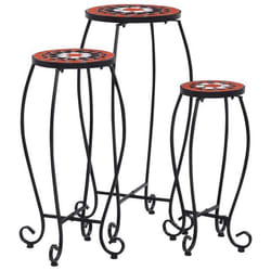 vidaXL Tables mosaïque 3 pcs Terre cuite et blanc Céramique - TU