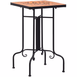 Cette table d'appoint d'extérieur a un dessus de table en mosaïque résistant aux intempéries et des pieds courbes élégants. E ...