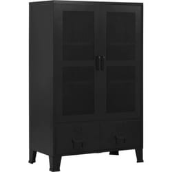Armoire de bureau avec portes en maille Acier 75x40x120 cm Noir Vidaxl