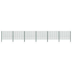 vidaXL Panneau de clôture avec poteaux Fer 10,2 x 1,2 m Vert - TU