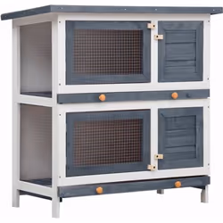 vidaXL Clapier d'extérieur 4 portes Gris Bois