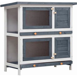 vidaXL Clapier d'extérieur 4 portes Gris Bois