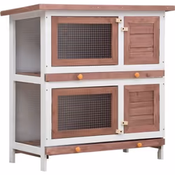 vidaXL Clapier d'extérieur 4 portes Marron Bois