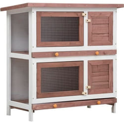 vidaXL Clapier d'extérieur 4 portes Marron Bois