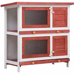 vidaXL Clapier d'extérieur 4 portes Rouge Bois
