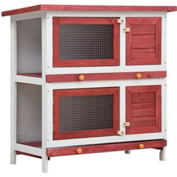 vidaXL Clapier d'extérieur 4 portes Rouge Bois