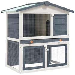 Vidaxl - Clapier d'extérieur 3 portes Gris Bois