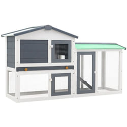 Vidaxl - Clapier large d'extérieur Gris et blanc 145x45x84 cm Bois