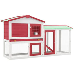 Vidaxl - Clapier large d'extérieur Rouge et blanc 145x45x84 cm Bois