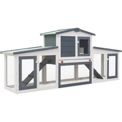 Vidaxl - Clapier large d'extérieur Gris et blanc 204x45x85 cm Bois
