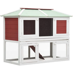 Vidaxl - Cage double pour animaux Rouge Bois