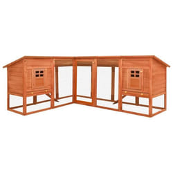 vidaXL Clapier d'extérieur avec piste Marron Bois de sapin solide