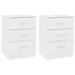 vidaXL Tables de chevet 2 pcs Blanc 38x35x56 cm Bois d'ingénierie - TU