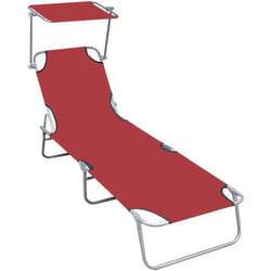 Vidaxl - Chaise longue pliable avec auvent Rouge Aluminium