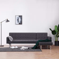 vidaXL Canapé-lit en L Gris foncé Polyester