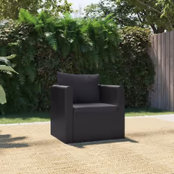 vidaXL Fauteuil avec coussins Résine tressée Noir - TU