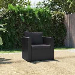 vidaXL Fauteuil avec coussins Résine tressée Noir - TU