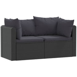 Canapés de jardin 2 pcs avec coussins Résine tressée Noir vidaXL