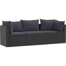 Vidaxl - Canapés de jardin 3 pcs avec coussins Résine tressée Noir
