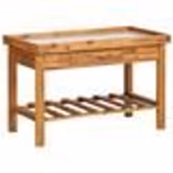 vidaXL Table de jardin avec dessus en zinc Bois solide d'acacia - TU