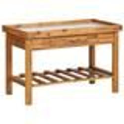 vidaXL Table de jardin avec dessus en zinc Bois solide d'acacia - TU