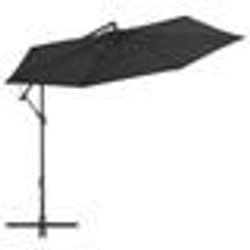 vidaXL Parasol de jardin en porte-à-faux avec mât en aluminium noir - TU