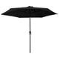 vidaXL Parasol d'extérieur avec lumières LED et mât en acier Noir - TU