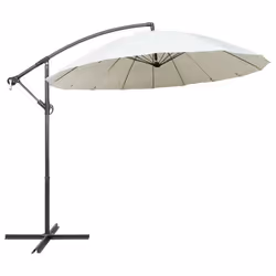 vidaXL Parasol suspendu avec poteau en aluminium Blanc 3 m - TU