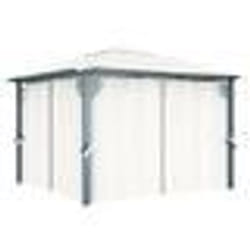 vidaXL Tonnelle avec rideau 300x300 cm Crème Aluminium - TU