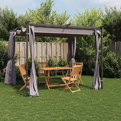 vidaXL Tonnelle avec rideaux 3x3 m Anthracite Acier - TU