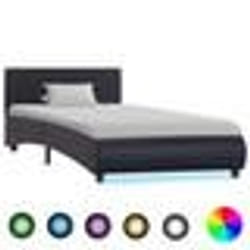 vidaXL Cadre de lit avec LED sans matelas noir 100x200 cm - 100 x 200 cm