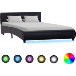 vidaXL Cadre de lit avec LED sans matelas noir 120x200 cm - 120 x 200 cm