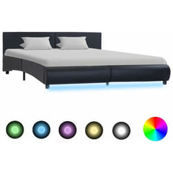 Cadre de lit avec led sans matelas noir 160x200 cm Vidaxl