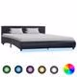 vidaXL Cadre de lit avec LED sans matelas noir 180x200 cm - 180 x 200 cm