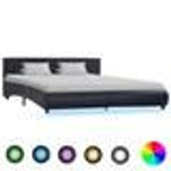 vidaXL Cadre de lit avec LED sans matelas noir 180x200 cm - 180 x 200 cm