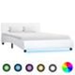 vidaXL Cadre de lit avec LED sans matelas blanc 140x200 cm - 140 x 200 cm