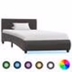 vidaXL Cadre de lit avec LED sans matelas Gris Similicuir 100x200 cm - 100 x 200 cm