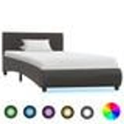 vidaXL Cadre de lit avec LED sans matelas Gris Similicuir 100x200 cm - 100 x 200 cm