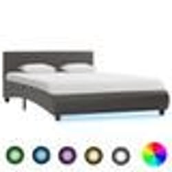 vidaXL Cadre de lit avec LED Gris Similicuir 120 x 200 cm - 120 x 200 cm