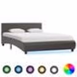 vidaXL Cadre de lit avec LED sans matelas gris similicuir 140x200 cm - 140 x 200 cm